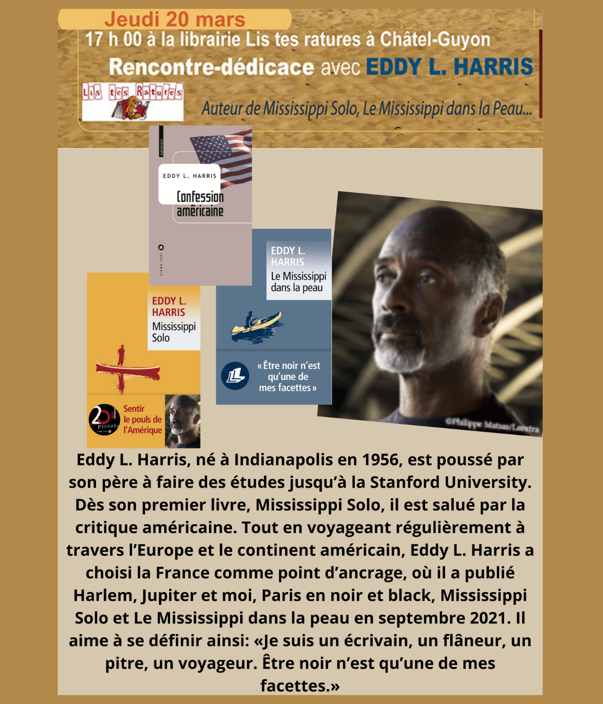 Rencontre dédicace avec l’auteur Eddy L. Harris